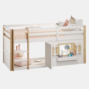 Cama infantil 90x200 cm - Beliche multifuncional com escada e área de brincar - Branco