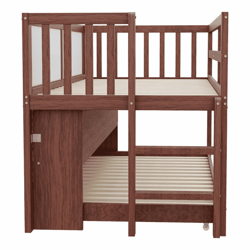 Cama infantil 90x200 - Cama extensível, com quadro negro, arrumação aberta, escada, madeira maciça - Castanho Cama infantil 90x200 - Cama extensível, com quadro negro, arrumação aberta, escada, madeira maciça - Castanho