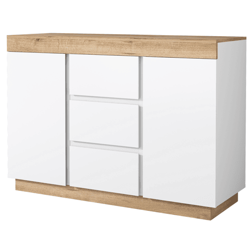 Cómoda moderna com 3 gavetas e 2 portas - aglomerado de partículas - Branco Cómoda moderna com 3 gavetas e 2 portas - aglomerado de partículas - Branco