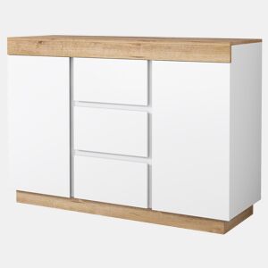Cómoda moderna com 3 gavetas e 2 portas - aglomerado de partículas - Branco