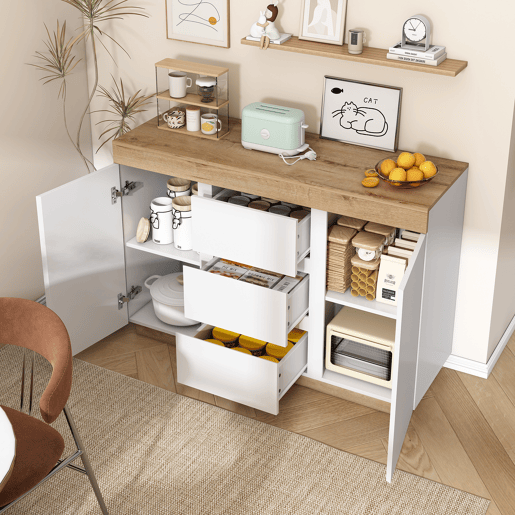 Cómoda moderna com 3 gavetas e 2 portas - aglomerado de partículas - Branco Cómoda moderna com 3 gavetas e 2 portas - aglomerado de partículas - Branco