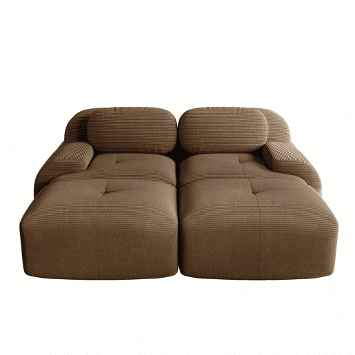 Sofá de 2 lugares - modular com chaise longue, rústico e ergonómico, almofadas hochelásticas - Castanho Sofá de 2 lugares - modular com chaise longue, rústico e ergonómico, almofadas hochelásticas - Castanho