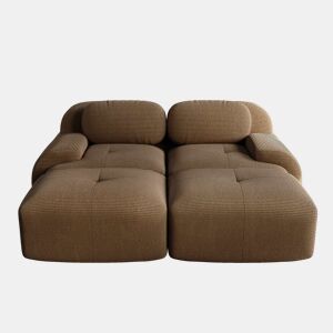 Sofá de 2 lugares - modular com chaise longue, rústico e ergonómico, almofadas hochelásticas - Castanho