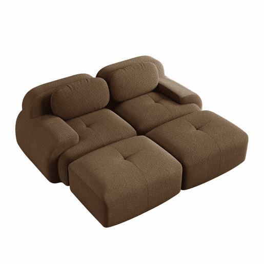 Sofá de 2 lugares - modular com chaise longue, rústico e ergonómico, almofadas hochelásticas - Castanho Sofá de 2 lugares - modular com chaise longue, rústico e ergonómico, almofadas hochelásticas - Castanho