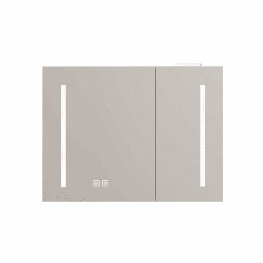Armário com espelho e luz LED de 80 cm - com espaço de arrumação, para montagem na parede, multiusos para casa de banho, sala e quarto - branco Armário com espelho e luz LED de 80 cm - com espaço de arrumação, para montagem na parede, multiusos para casa de banho, sala e quarto - branco