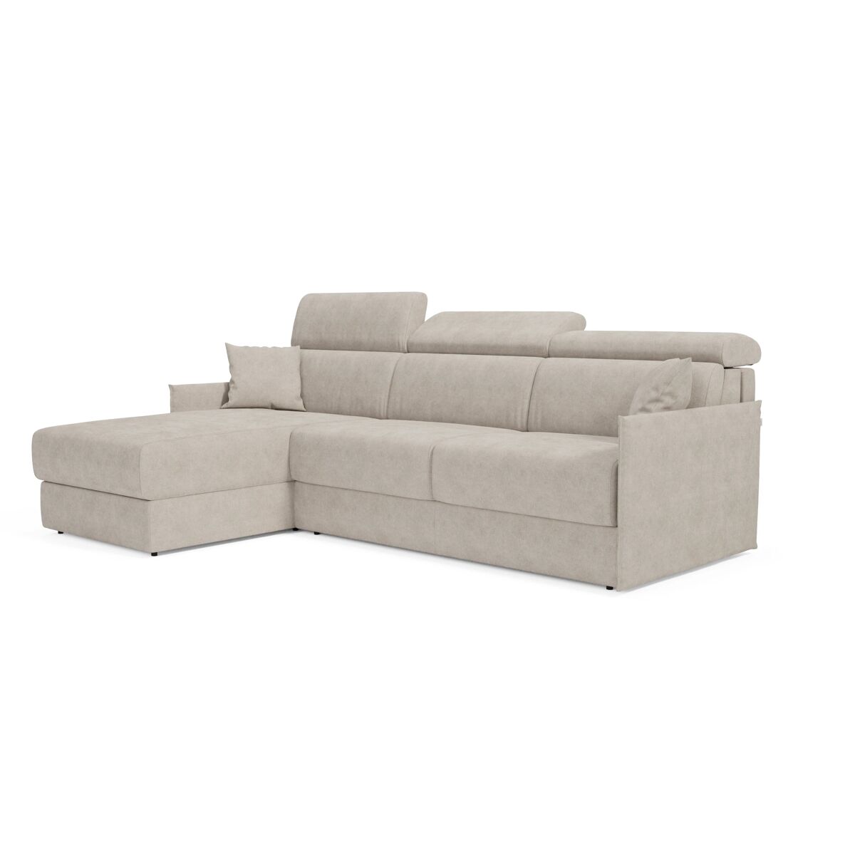 Miryam sofá cama esquinero con reposacabezas reclinables en tejido antimanchas t31 252 cm izquierdo crema