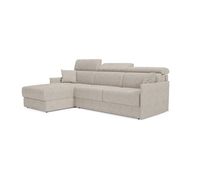 Miryam sofá cama esquinero con reposacabezas reclinables en tejido antimanchas t31 252 cm izquierdo crema