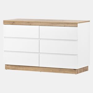 Cómoda moderna com 6 gavetas - aglomerado de partículas - Branco