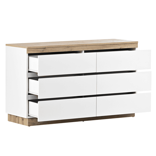 Cómoda moderna com 6 gavetas - aglomerado de partículas - Branco