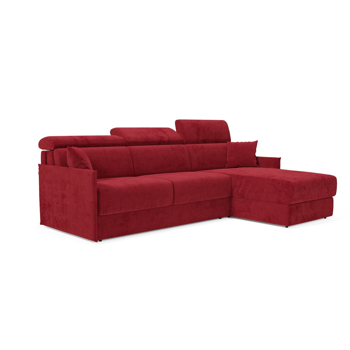 Miryam sofá cama esquinero con reposacabezas reclinables en tejido antimanchas t31 272 cm derecho rojo