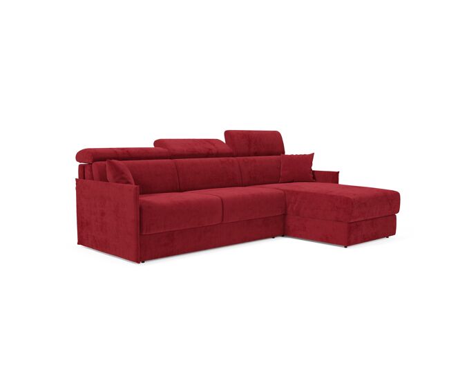 Miryam sofá cama esquinero con reposacabezas reclinables en tejido antimanchas t31 272 cm derecho rojo