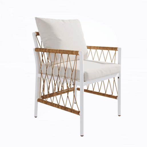 Conjunto de jardim exterior para várias pessoas - estrutura em ferro, braços trançados, almofadas incluídas - begecastanhonatural Conjunto de jardim exterior para várias pessoas - estrutura em ferro, braços trançados, almofadas incluídas - begecastanhonatural