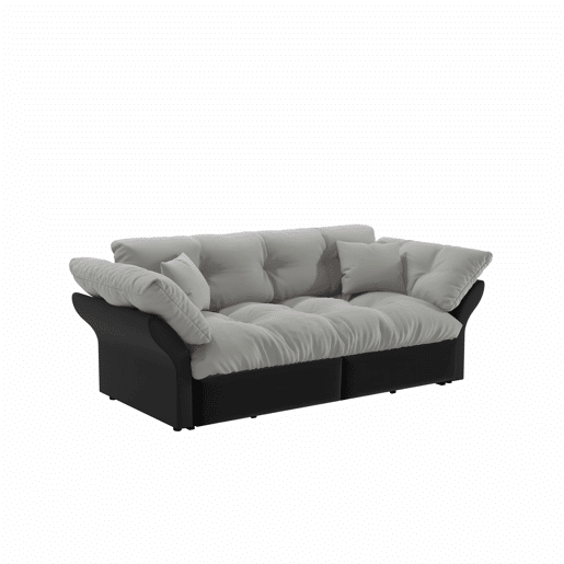 Sofá-cama extensível de 190 cm (Queen Size) u2013 3 em 1 com estofo capitoné e 2 almofadas, sofá-cama multifuncional em veludo para 2 pessoas u2013 cinzento claro