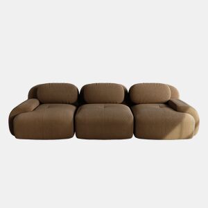 Sofá modular de 3 lugares - Tecido premium, rústico, ergonómico e sem montagem - Castanho
