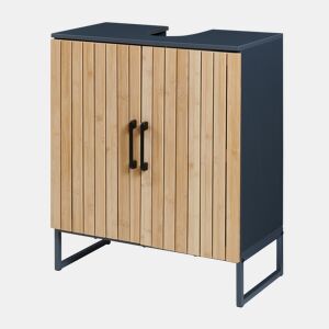 Móvel de lavatório Svanes com 3 compartimentos internos 70x60x30 cm Cinza escuroNatural en.casa