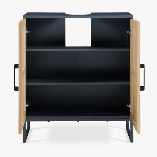 Móvel de lavatório Svanes com 3 compartimentos internos 70x60x30 cm Cinza escuroNatural en.casa Móvel de lavatório Svanes com 3 compartimentos internos 70x60x30 cm Cinza escuroNatural en.casa