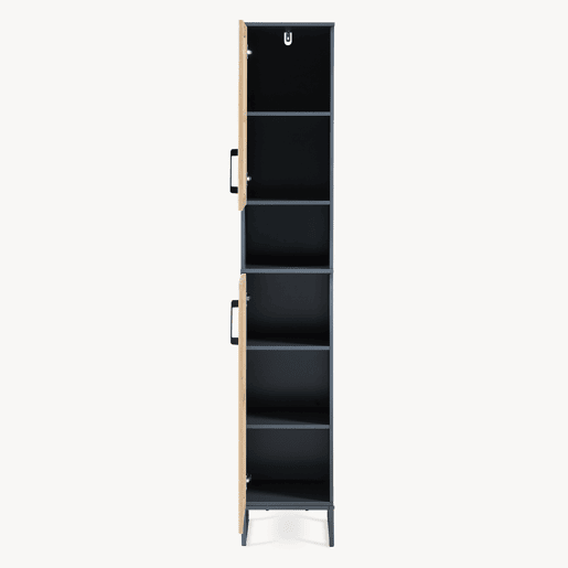 Armário alto Svanes 2 portas 170 x 30 x 30 cm Cinza escuroNatural en.casa Armário alto Svanes 2 portas 170 x 30 x 30 cm Cinza escuroNatural en.casa