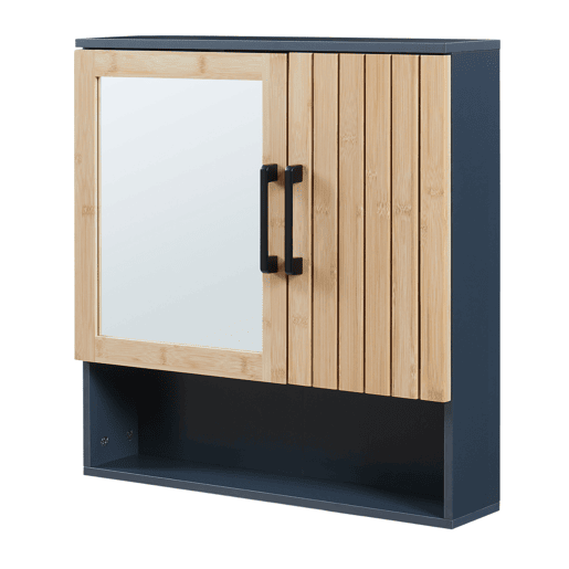 Armário para casa de banho Svanes com espelho 58x56x13 cm cinzento escuronatural en.casa