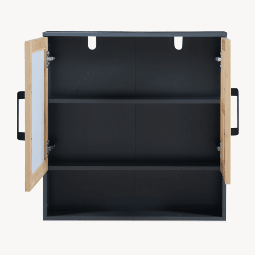 Armário para casa de banho Svanes com espelho 58x56x13 cm cinzento escuronatural en.casa
