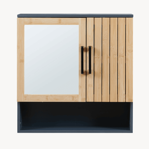 Armário para casa de banho Svanes com espelho 58x56x13 cm cinzento escuronatural en.casa