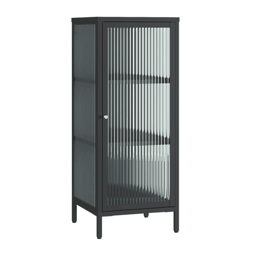 Vitrina Vinterhavn com porta 100x40x40 cm aço preto en.casa Vitrina Vinterhavn com porta 100x40x40 cm aço preto en.casa