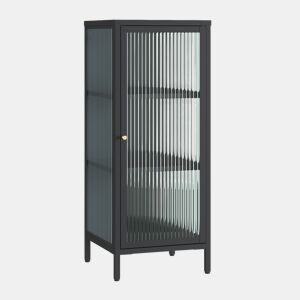 Vitrina Vinterhavn com porta 100x40x40 cm aço preto en.casa