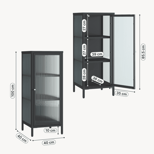 Vitrina Vinterhavn com porta 100x40x40 cm aço preto en.casa Vitrina Vinterhavn com porta 100x40x40 cm aço preto en.casa