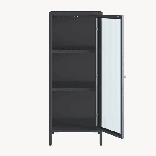 Vitrina Vinterhavn com porta 100x40x40 cm aço preto en.casa Vitrina Vinterhavn com porta 100x40x40 cm aço preto en.casa
