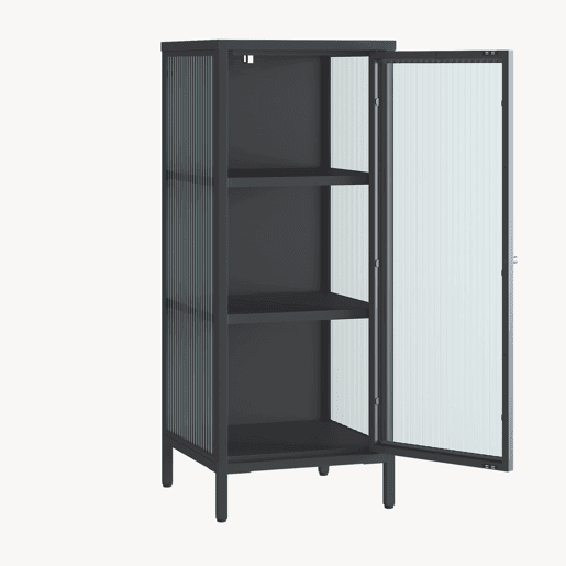 Vitrina Vinterhavn com porta 100x40x40 cm aço preto en.casa Vitrina Vinterhavn com porta 100x40x40 cm aço preto en.casa
