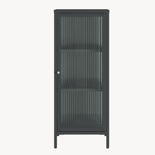 Vitrina Vinterhavn com porta 100x40x40 cm aço preto en.casa Vitrina Vinterhavn com porta 100x40x40 cm aço preto en.casa
