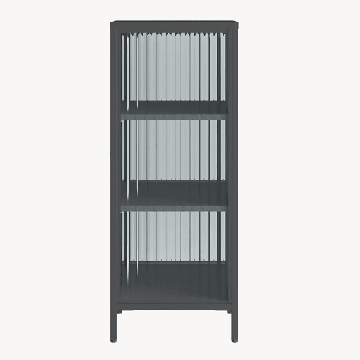Vitrina Vinterhavn com porta 100x40x40 cm aço preto en.casa Vitrina Vinterhavn com porta 100x40x40 cm aço preto en.casa