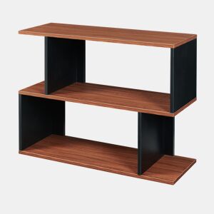 Mesa de apoio Trond com 2 compartimentos 80x29x60 cm PretoEfeito nogueira en.casa