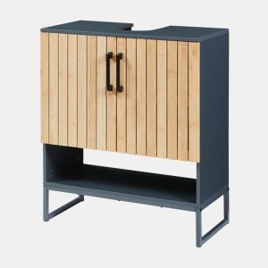 Móvel de lavatório Svanes com compartimento aberto 70x60x30 cm Cinza escuroNatural en.casa