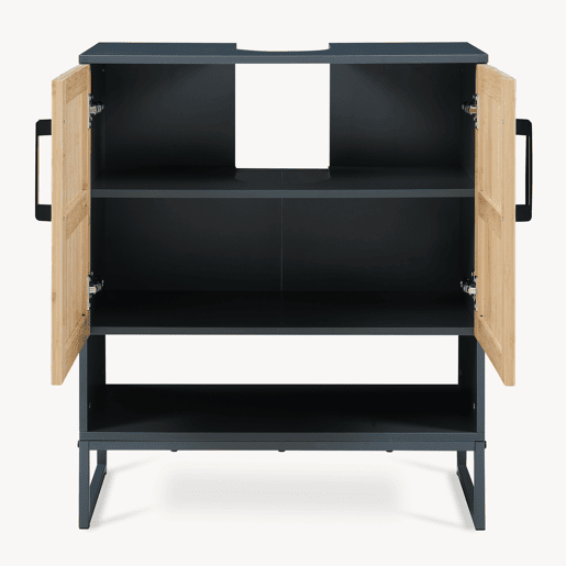 Móvel de lavatório Svanes com compartimento aberto 70x60x30 cm Cinza escuroNatural en.casa Móvel de lavatório Svanes com compartimento aberto 70x60x30 cm Cinza escuroNatural en.casa