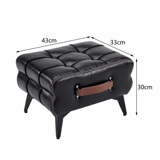 Apoio para pés portátil sem dimensões especificadas - estofado em pele, multifuncional, com pés metálicos, estilo moderno para sala de estar e quarto - preto Apoio para pés portátil sem dimensões especificadas - estofado em pele, multifuncional, com pés metálicos, estilo moderno para sala de estar e quarto - preto