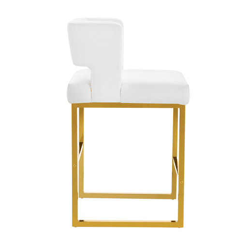 Bancos de bar 2 unidades - estilo nórdico, design quadrado, pernas metálicas douradas - Branco+Dourado Bancos de bar 2 unidades - estilo nórdico, design quadrado, pernas metálicas douradas - Branco+Dourado