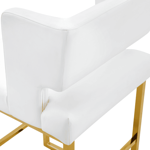 Bancos de bar 2 unidades - estilo nórdico, design quadrado, pernas metálicas douradas - Branco+Dourado Bancos de bar 2 unidades - estilo nórdico, design quadrado, pernas metálicas douradas - Branco+Dourado