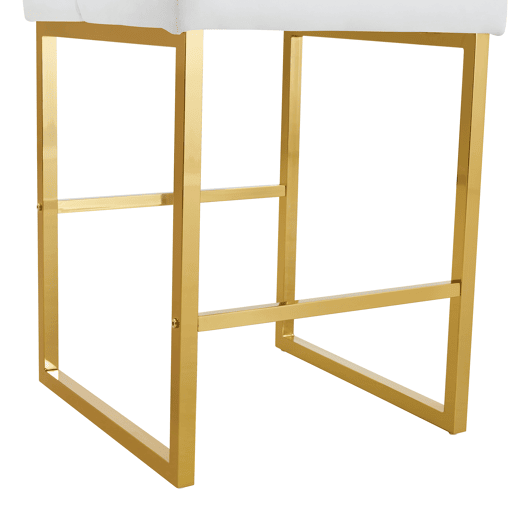 Bancos de bar 2 unidades - estilo nórdico, design quadrado, pernas metálicas douradas - Branco+Dourado Bancos de bar 2 unidades - estilo nórdico, design quadrado, pernas metálicas douradas - Branco+Dourado