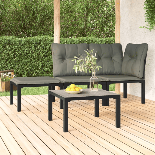 Mesa de Centro, Mesa baixa, de jardim 55x55x31 cm DPC e aço cinzento