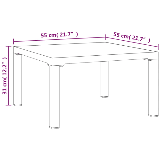 Mesa de Centro, Mesa baixa, de jardim 55x55x31 cm DPC e aço cinzento
