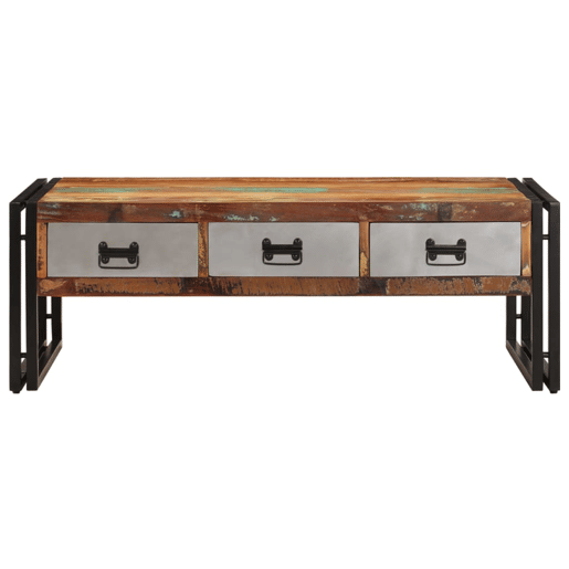 Mesa de Centro, Mesa baixa, 3 gavetas madeira recuperada maciça 100x50x35 cm Mesa de Centro, Mesa baixa, 3 gavetas madeira recuperada maciça 100x50x35 cm
