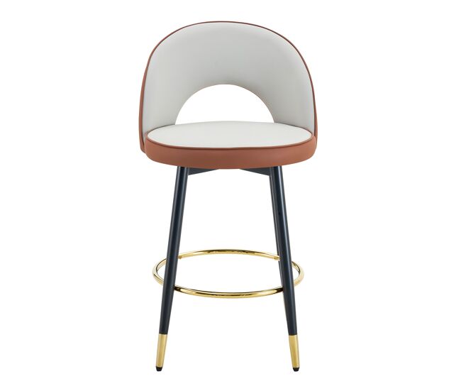 Taburete de bar giratorio 360° - asiento acolchado pu, cómodo - marrón/negro y gris claro, 2 uds