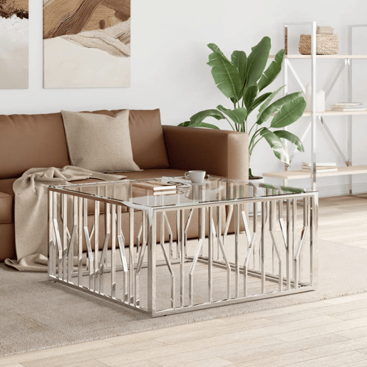 Mesa de Centro, Mesa baixa, 100x100x50 cm aço inoxidável e vidro Mesa de Centro, Mesa baixa, 100x100x50 cm aço inoxidável e vidro