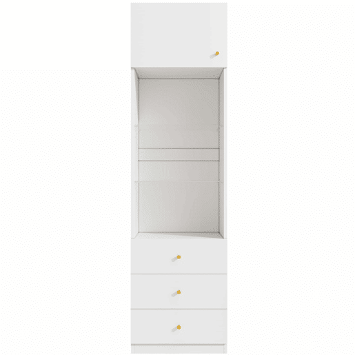 Armário alto com prateleiras de arrumação 100×40×180 cm - espaço aberto, gavetas, prateleiras de vidro ajustáveis, conjunto de 2 - branco