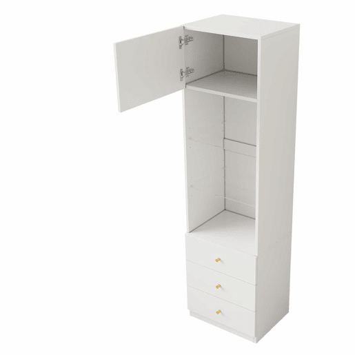 Armário alto com prateleiras de arrumação 100×40×180 cm - espaço aberto, gavetas, prateleiras de vidro ajustáveis, conjunto de 2 - branco
