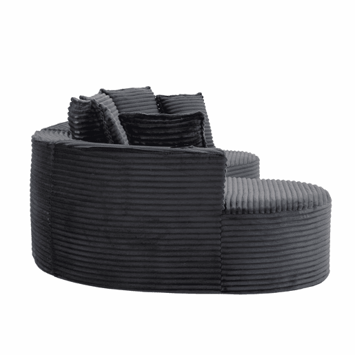 Sofá Curvo de 3 lugares em veludo - Com porta-copos, bolso lateral, almofadas incluídas e espuma de alta densidade para o máximo conforto - Cinza escuro Sofá Curvo de 3 lugares em veludo - Com porta-copos, bolso lateral, almofadas incluídas e espuma de alta densidade para o máximo conforto - Cinza escuro