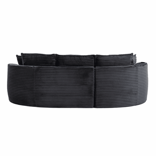 Sofá Curvo de 3 lugares em veludo - Com porta-copos, bolso lateral, almofadas incluídas e espuma de alta densidade para o máximo conforto - Cinza escuro Sofá Curvo de 3 lugares em veludo - Com porta-copos, bolso lateral, almofadas incluídas e espuma de alta densidade para o máximo conforto - Cinza escuro