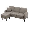 Chaise longue 3 lugares fixa reversível de algodão e linho,cinza escuro