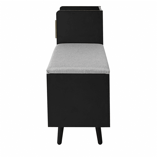 Banco de sapateiro 100 x 34 x 69 cm - moderno, com três portas de arrumação, puxadores metálicos assimétricos e vários níveis de organização - preto Banco de sapateiro 100 x 34 x 69 cm - moderno, com três portas de arrumação, puxadores metálicos assimétricos e vários níveis de organização - preto