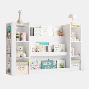 Estante infantil 140 x 30 x 95 cm - estante para livros infantis com espaço de arrumação, armário infantil, móvel de madeira para quarto infantil - branco
